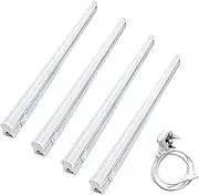 4 Pcs 300mm Connectible Mains with Independent Switch T5 LED Under Cabinet Hard Strip Lighting Bars Hardwired LED Cupboard Light Fixtures 4000K