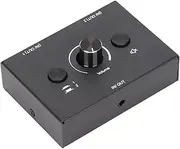 3.5mm Switcher 2 Input 1 Output Or 1 Input 2 Output Splitter with Mute Button, Convenient for Special Scenes, Aluminum Alloy Black Size 7.8x5x2cm