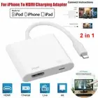 For iPad iPod iPhone to HDMI Cable 2-in-1 Digital TV AV Converter Charge Adapter