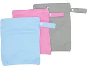 Vaguelly Diaper Wet Bag Set 3pcs Reusable Storage Pouch Travel Large Capacity Easy to Baby Boys and Girls Adult Bag