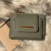 NWT Steve Madden Bharpe Card Case Wallet - Beautiful Olive With Gold Hardware