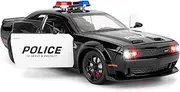 Police Car Model for Collectible 1:24 Dodge Challenger SRT Hellcat Toy, Diecast Vehicle Toy with Lights and Sounds,Pull Back Decoration Model Car Toy for Adults Kids Birthday Gifts