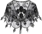 [HEYDHSDC] Beading Evening Cape Sparkly Sequins Bridal Wrap Stoles Tulle Shrug Jackets Wedding Short Top