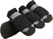 JUMPLAWN 1set Dog Boots Anti- for Reflective Shoes for Dogs Protects Paws from Cold and Wet Hook and Straps for