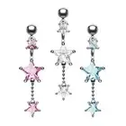 Frosted Star Dangle Belly Piercing Ring