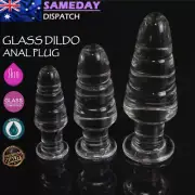 Glass Anal Plug Big Crystal Wearable Threaded Butt Thruster Vagina Adult Sex Toy
