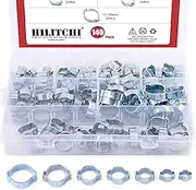 Hilitchi 7 Sizes 140Pcs Zinc Plated Double Ear Hose Clamps O Clips Pipe Hose Tube Fuel Clamps Fasteners Clips Assortment Kit