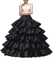 [YULUOSHA] Women's Crinoline Petticoat 4 Hoop Skirt 5 Ruffles Layers Ball Gown Half Slips Underskirt for Wedding Bridal Dress