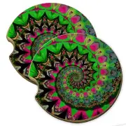 Her Tie Dye Wood Car Coaster Gift Set fit Car & Truck Cup Holder