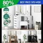 ALFORDSON Dressing Table Stool Set Tri-fold Makeup Mirror Vanity Desk Storage