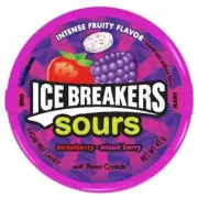 Ice Breakers Original Sours Sugar Free Hard Candy Sweet PURPLE TUB 8CT