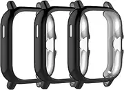 Screen Protector Case Intended for Amazfit GTS 3/ GTS 2 Premium Soft TPU Slim Plated Protective Cover [Scratch-Proof] Intended for Amazfit GTS 3 Smartwatch Band Accessories (Black&Black&Black)