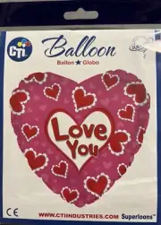CTi “Love You” Pink & Red Heart 43cm ( 17”) Foil Balloon