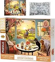 Advent Calendar 2024 Jigsaw - 1008 Pieces Jigsaw Game, Holiday Families Game | Interactive Long Lasting, 2024 Christmas Countdown Toy For Creating Festive Atmosphere Bedroom And Study Room