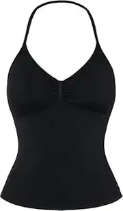 [MAYROUND] Longline Sports Bras for Women Padded Halter Neck Impact Strappy Top Backless Seamless Gym Bra Workout Yoga Crop Tank Tops