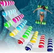 6 Pack Inflatable Pool Floats Adult Size Water Hammock,Water Floats for Adults,4-in-1 Multi-Purpose Pool Floating Toys,Pool Rafts Lounge Chairs Floaties,for Adults Vacation Fun and Rest