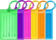 Xolixorium 6PCS Plastic Luggage Tags - Waterproof Baggage Identifiers, Detachable Straps Fit All Suitcases/Backpacks/Duffel Bags