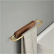 Towel Bar Towel Rail Heavy Duty Space Aluminum and Walnut Towel Rack Wall Mounted Towel Holder Single Rod Storage Rack for Bathroom, Kitchen, Toilet Aqiong