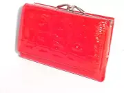 CROCODILE PRINT COWHIDE LEATHER LADIES MEDIUM CLUTCH WALLET HAND PURSE RED
