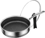 Qianly Stainless Steel Frying Pan,Nonstick,Cookware,Induction Pan Sturdy Wok Honeycomb Skillet Cooking Fry Pan for Kitchen Gas, 32cm
