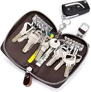 Zitokin Large Leather Key Case Wallet with 12 Hooks & 1 Keychain/Ring for Men or Women, Coffee