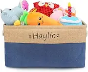 TONYFY Personalized Dog Toy Storage Basket Bin Collapsible Customized Pet's Name Storage Box Organizer for Dog Toys、Dog Clothing、Dog Apparel & Accessories(Light Blue-L)