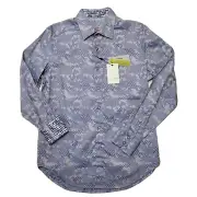 ROBERT GRAHAM Size S Small Blue Storm Cloud Contrast Flip Cuffs Men's Shirt NWT