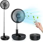 Belife X8 Portable Fan, 7200mAh Battery Powered Rechargeable, Oscillating USB Desk Floor Fan with Remote, Foldable Telescopic Fan for Home Bedroom Sleeping Office Camping Travel, 7.7" (Black)