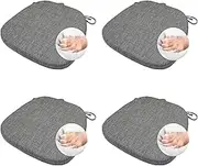 KGPLOME Seat Cushions for Dining Room Chairs - Memory Foam Non Slip Kitchen Chair Pad with Machine Washable Cover Set of 4 [16.5 x 16.2 Inches] - (Gray,4)