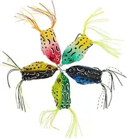 BESPORTBLE 5 PCS Realistic Floating Frog Lures Kit Lifelike Soft Silicone Bait for Freshwater Saltwater Fishing Bass Trout Lures for All Conditions