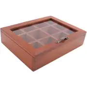 12 Grids Wooden Tea Bag Storage Case Coffee Bag Boxes with Clear Lid T2V86578