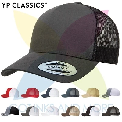 YP Classics 6506 Five-Panel Retro Trucker Cap Structured Permacurv Visor