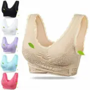 Front Cross Buckle Lace Vest Seamless Gathered Sports Bra Adjust For Women