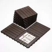Idzo Interlocking Deck Tiles - 10PCS Waterproof Acacia Wood Patio Tiles, Floo...