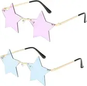 [LIFKOME] 4pairs Decorative Star Sunglasses for Parties and Festivals Unique Five-pointed Design Lightweight Fun Sunglasses Frame Lenses