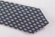 Luciano Barbera Neck Tie NWT Blue with Grey Geometric Mesh Overlay 100% Cotton