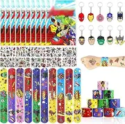 Heros Party Bag Fillers for Kids Boys Girls, 42Pcs Super_heros Assorted Toys Pinata Filler with Slap Bands Gift Bags Stickers Keychains Trick & Treat Goody Bag Fillers for Christmas Party(42pcs-Heros)