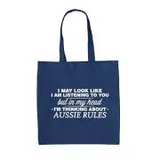 My Head I'n Aussie Rules - Canvas Tote Bag - Australian Football Footy Sport