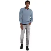Replay Mens Crew Knitwear Acid Wash Knit Dusty Azure Purple
