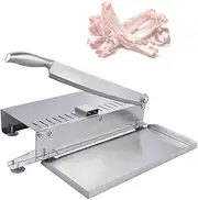 Slicer Manual Meat Slicer Cutter 390mm, Meat Slicer Bone Cutter for Chicken Fish or Beef，Stainless Steel Frozen Meat Slicer with Food Tray, Bacon Vegetables Deli Ginseng Fish