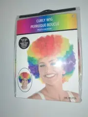Rainbow Wig Curly Wig Afro Wig Clown Wig Unisex Colorful LGBTQ+ Pride Wig NEW