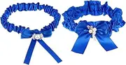 [DEARMAMY] 1 Set Bride Leg Garters Women Garters Wedding Bands Bowknot Garters for Wedding Blue
