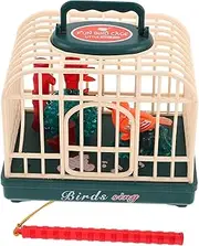 Totority Novelty Sound Activated Bird Cage with Realistic Bird Movement Sounds Light Effects Engaging Interactive for