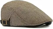[Dalababa] Men's Flat Hat, Herringbone Gatsby Flat Hat, Beret, Peaked Cap, Adjustable Tweed Newsboy Barret Cap, 55-60 cm