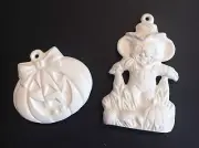 Mouse Scarecrow & Pumpkin Fall Unpainted Ceramic Ornaments
