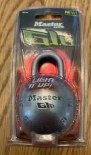 Master Lock G.l.o. Hi-Viz Dial Combination Padlock 2077D Light Up Dial Red Nice