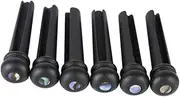 Kisangel 6 Pcs Guitar Bridge Pins with Inlay Durable Ebony Pegs for Folk Guitars Replacement for Broken Worn Bridge Pins