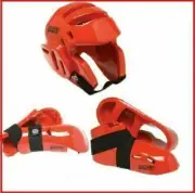 Proforce Sparring Gear Set Guards Head Helmet Hand Foot Red Karate Tkd Pads New