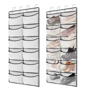 2 Packs Over the Door Shoe Organizer, 24 Extra Large Mesh Pockets Hanging Sho...