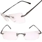 Modern Rimless Rectangle Gunmetal Bifocal 1.25 Diopter Reading Reader Glasses
